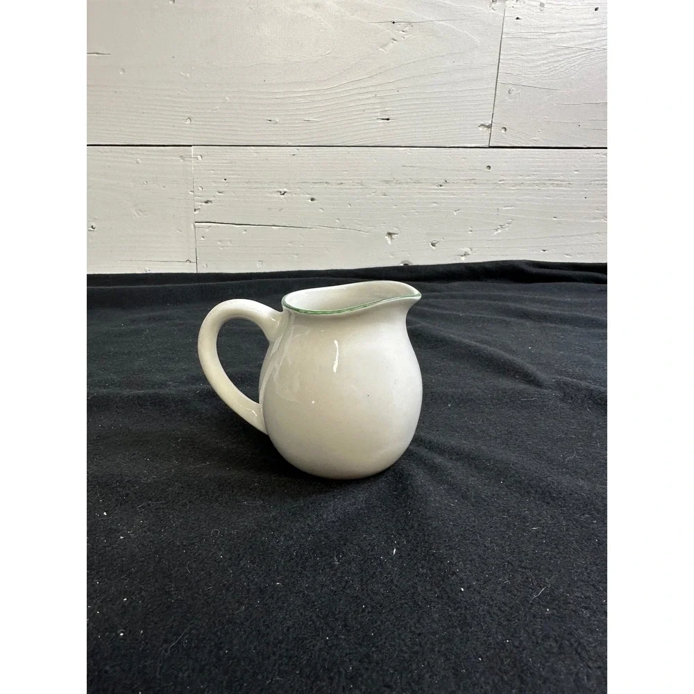Royal Seasons Stoneware Christmas Holly Berry Creamer Pitcher White Green Rim
